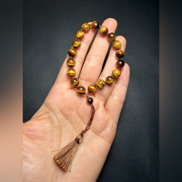 Natural Tiger's Eye Beaded Bracelet Juzu Mala Prayer - Picture 6 of 6